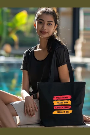 Doodle Typography Printed Eco-Friendly Cotton Canvas Shopper Tote Bag