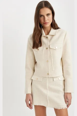 DeFacto Women Acrylic Crop Tailored Jacket