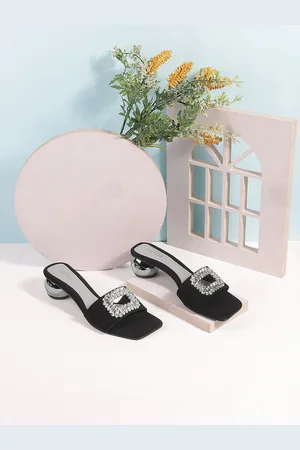 Metro Embellished Open Toe Block Heels