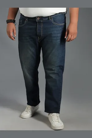 High Star Men Plus Size Tapered Fit Mid-Rise Clean Look Pure Cotton Jeans