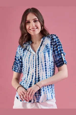 DressBerry Blue Classic Tie and Dye Printed Casual Shirt