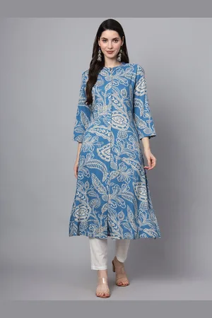 Divena World Ethnic Motifs Printed Mandarin Collar Sequinned Floral Straight Kurta