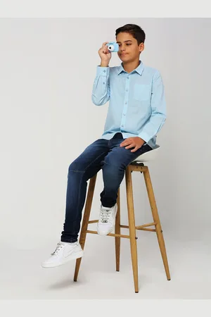 Nautica Boys Premium Spread Collar Cotton Opaque Casual Shirt