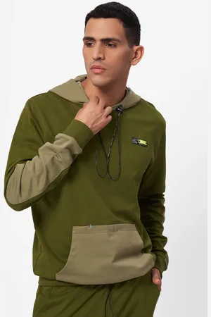FORCE IX Men Pure Cotton Colourblocked Hooded Sweatshirt