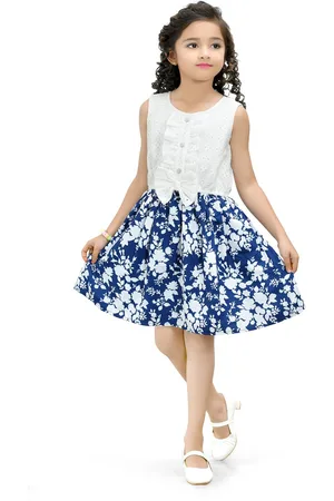 Doodle Girls Floral Printed Lace Fit & Flare Dress With Bow