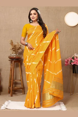 Kalini Tie and Dye Zari Pure Cotton Saree
