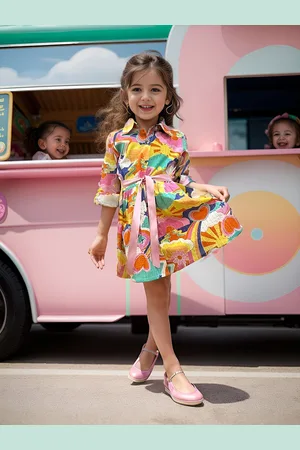 A.T.U.N. Girls Floral Printed Cotton A-Line Dress