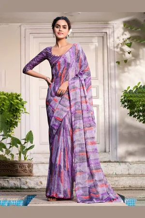 Mitera Women Sequinned Brasso Saree With Blouse Piece