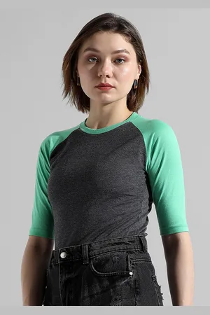 Campus Round Neck Raglan Sleeves Regular Cotton Top