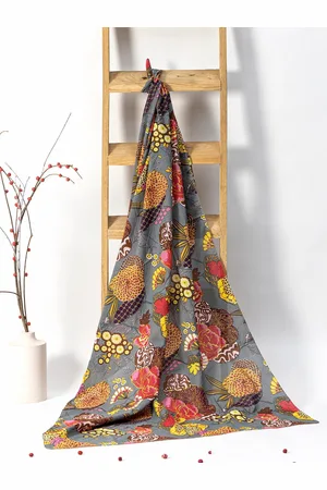 Contrast Living Floral Printed Pure Cotton Scarf
