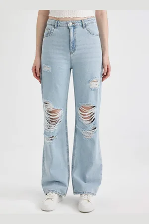 DeFacto Women Highly Distressed Whiskers Pure Cotton Jeans