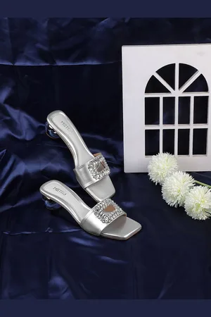 Metro Embellished Open Toe Block Heels