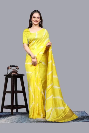 Kalini Tie and Dye Lehariya Zari Pure Cotton Saree