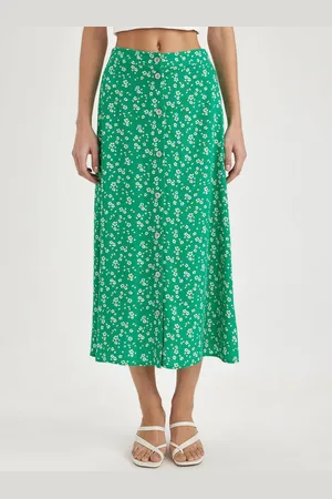 DeFacto Floral Printed A-Line Midi Skirt
