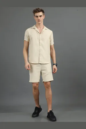Bushirt Woven Design Short Sleeves Shirt & Shorts