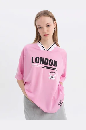 DeFacto Women Typography Printed Oversized Polyester T-shirt