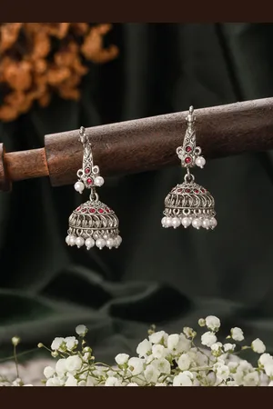 Jazz and Sizzle Women Peacock Shaped Jhumkas Earrings