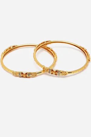 Anouk White Set Of 2 Gold-Plated CZ-Studded Bangles