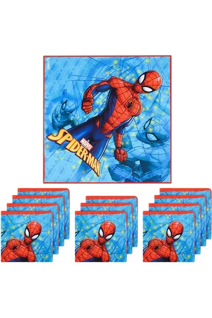 Kuber Industries Kids Pack Of 12 Spiderman Printed Pure Cotton Handkerchieves