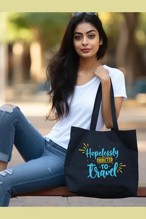 Doodle Printed Structured Tote Bag