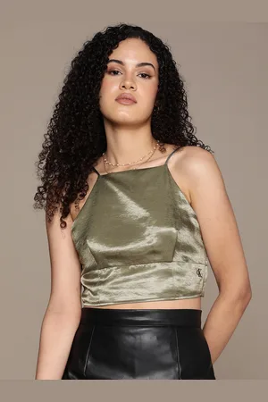 Calvin Klein Satin Shoulder Straps Crop Top