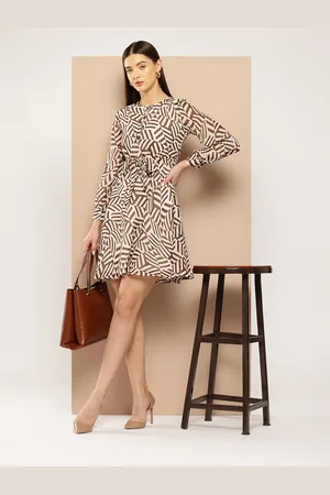 Chemistry Printed A-Line Dress with Belt