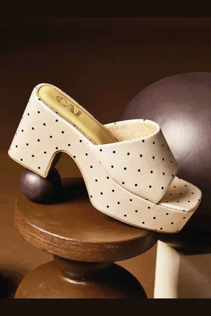 CAÏ Women Polka Printed Block Heels Sandals