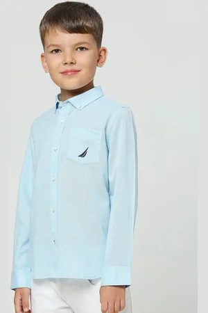 Nautica Boys Premium Spread Collar Cotton Opaque Casual Shirt