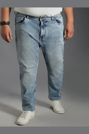 High Star Plus Size Men Mid-Rise Tapered Fit Heavy Fade Pure Cotton Jeans