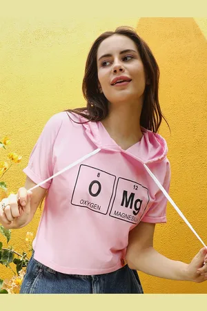 Campus Typography Printed Hooded Cotton Crop Top
