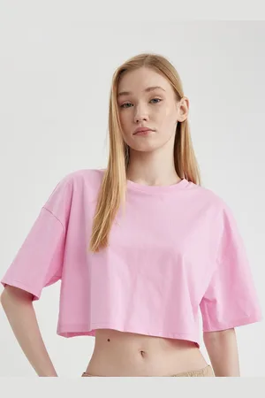 DeFacto Women Solid Drop-Shoulder Sleeves Oversized T-shirt
