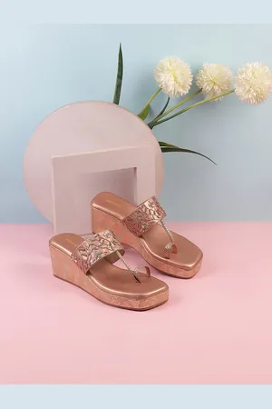All Things Mochi Embellished Open Toe Wedge Heels