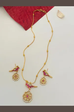ABDESIGNS Gold Plated Kundan Studded Pendant Set