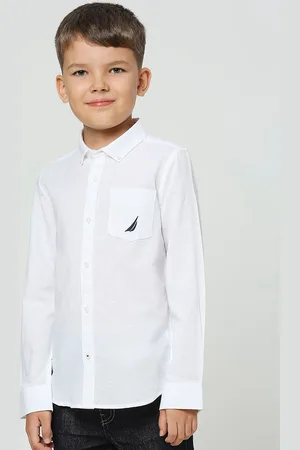 Nautica Boys Premium Spread Collar Cotton Opaque Casual Shirt