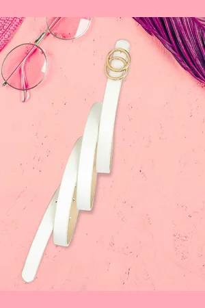 DressBerry Women Synthetic Leather Solid Push Pin Belt