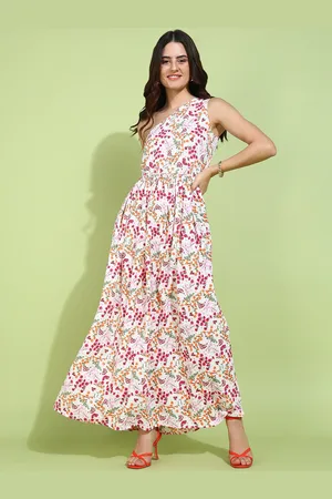 DODO & MOA Women Floral Print One Shoulder Maxi Dress