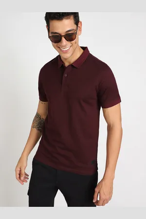 Lee Men Checked Polo Collar Short Sves Slim Fit Cotton T-shirt