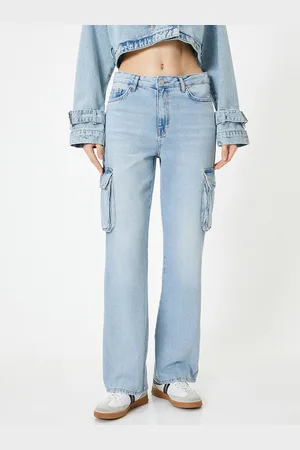 Koton Women Straight Fit Clean Look Pure Cotton Cargos Jeans