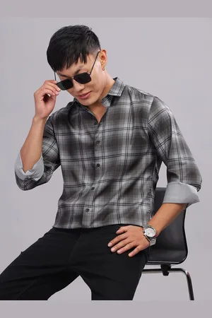 PAUL STREET Men Standard Slim Fit Tartan Checks Opaque Party Shirt