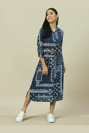 Rangriti Ethnic Motifs Printed A-Line Midi Dress