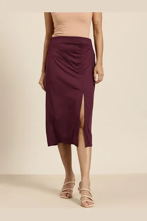 HERE&NOW Side Slit Ruched Straight Skirt