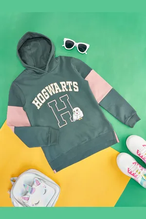 Pantaloons Girls Typography Printed Hooded Pulllover Sweatshirt