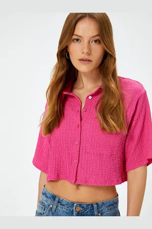 Koton Women Solid Polo Collar Pockets T-shirt