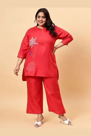 Bani Women Bani Embroidered Round-Neck Tunic With Flared Trousers Co-Ords