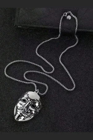 Krelin Men Silver-Plated Quirky Mask Pendants With Chains