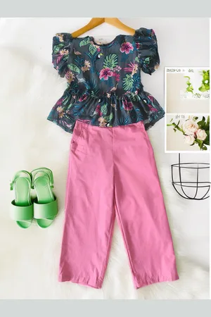 BAESD Girls Printed Cotton Top with Trousers