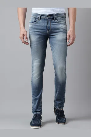 Woodland Men Slim Fit Clean Look Whiskers & Chevrons Stretchable Jeans