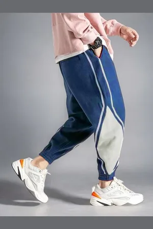 NOBERO Men Oversized Relaxed Colourblocked Pure Cotton Joggers
