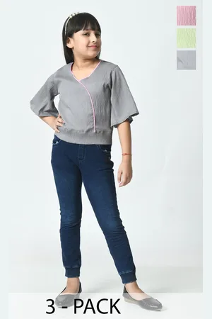 BAESD Pack Of 3 Girls V-neck Crepe Top