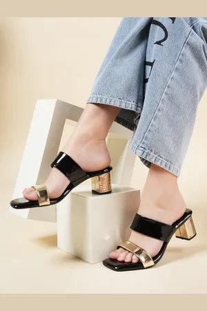Mast & Harbour Black Colourblocked Open Toe Block Heels